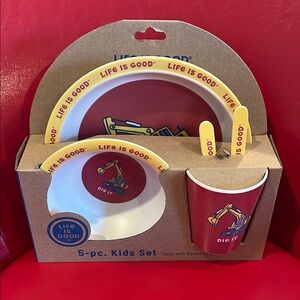 Life is Good Kids Dinnerware Set - Red and Yellow